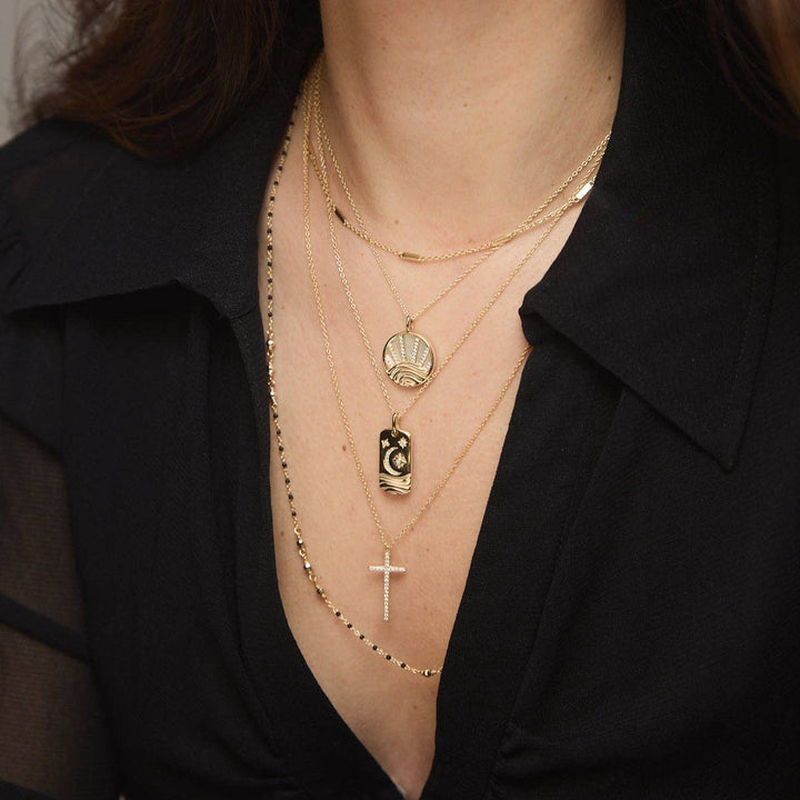 Enamel Beaded Chain Necklace With Sparkle Beads: Tangerine / Gold - obligato