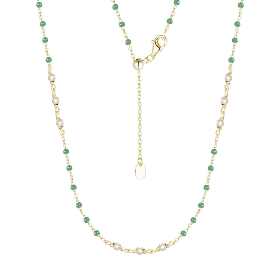 Enamel Beaded Chain Necklace With Sparkle Beads: Tangerine / Gold - obligato