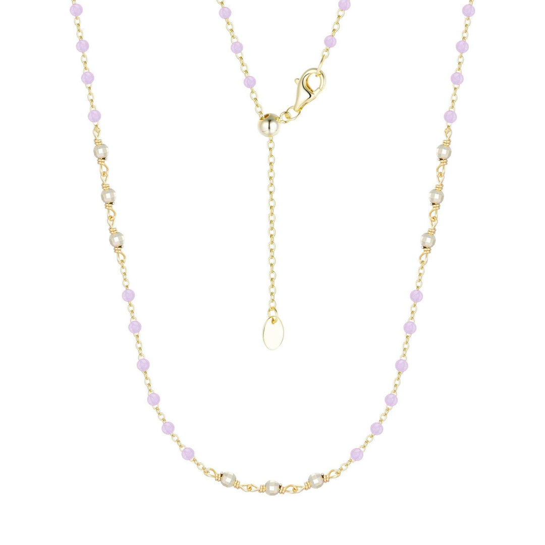 Enamel Beaded Chain Necklace With Sparkle Beads: Tangerine / Gold - obligato