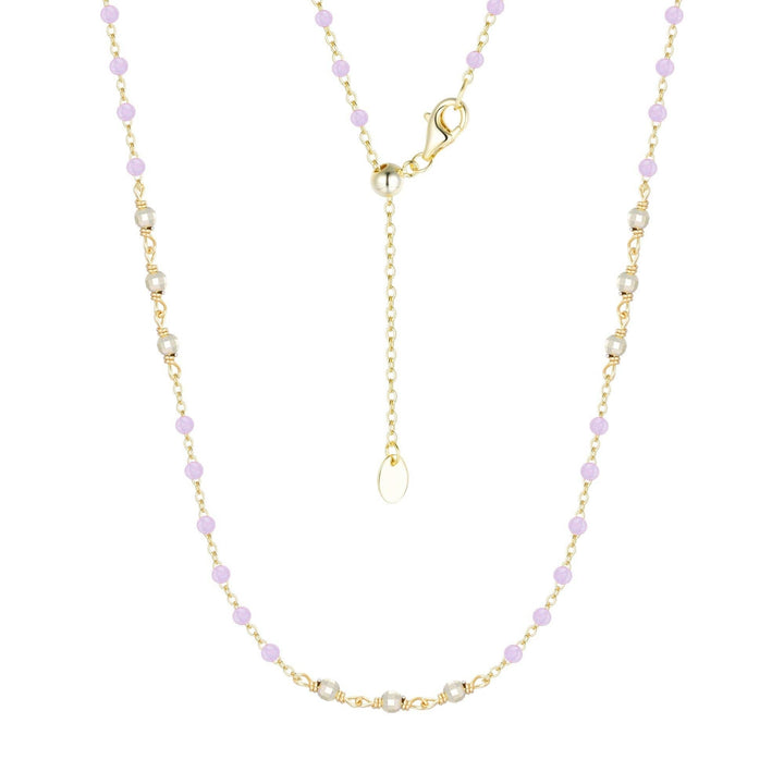 Enamel Beaded Chain Necklace With Sparkle Beads: Tangerine / Gold - obligato