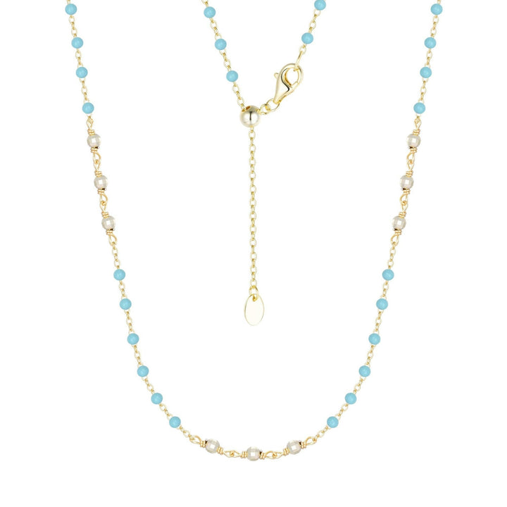 Enamel Beaded Chain Necklace With Sparkle Beads: Tangerine / Gold - obligato