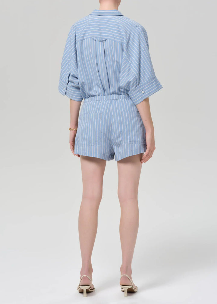 Este Drawstring Short In Capri Stripe - obligato