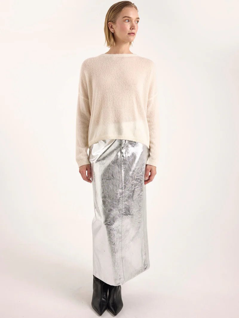 Estelle Sparkle Crew Sweater in Ivory - obligato