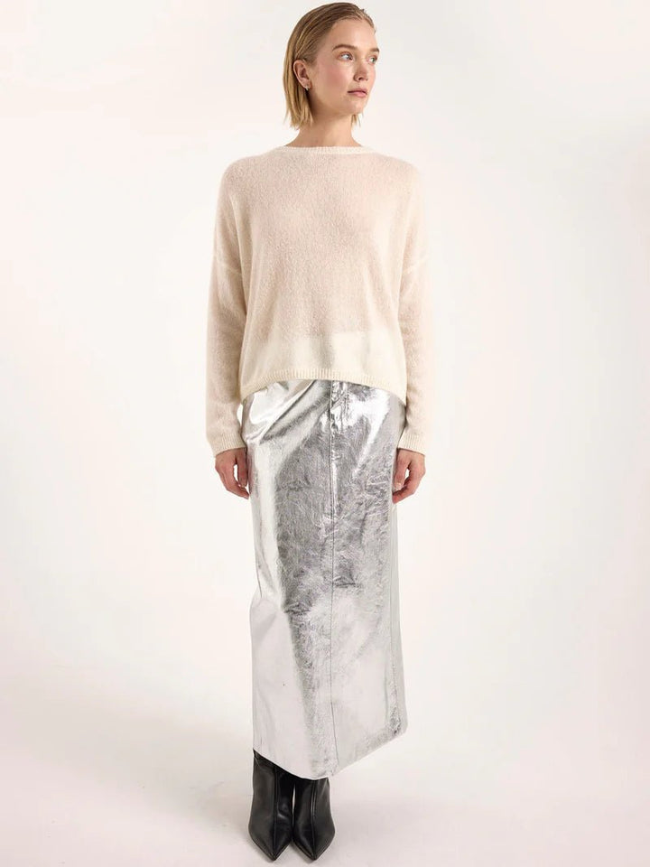 Estelle Sparkle Crew Sweater in Ivory - obligato