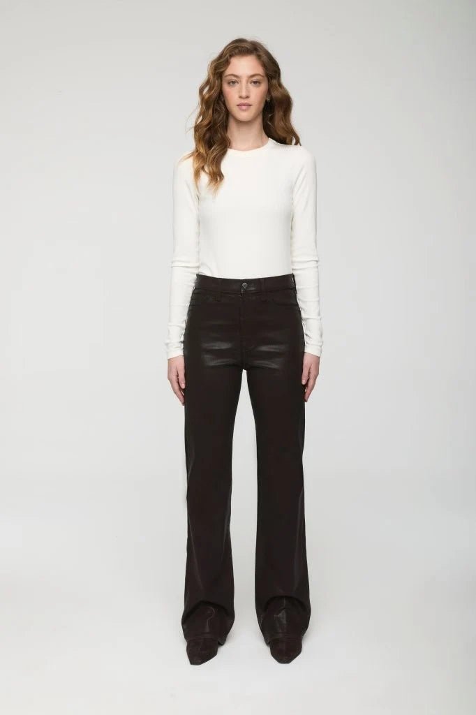 Evie High Rise Slim Boot in Coated Mocha - obligato