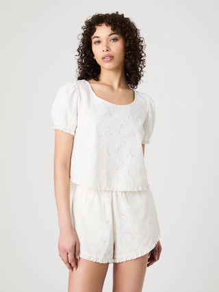 Eyelet Puff Sleeve Top - obligato