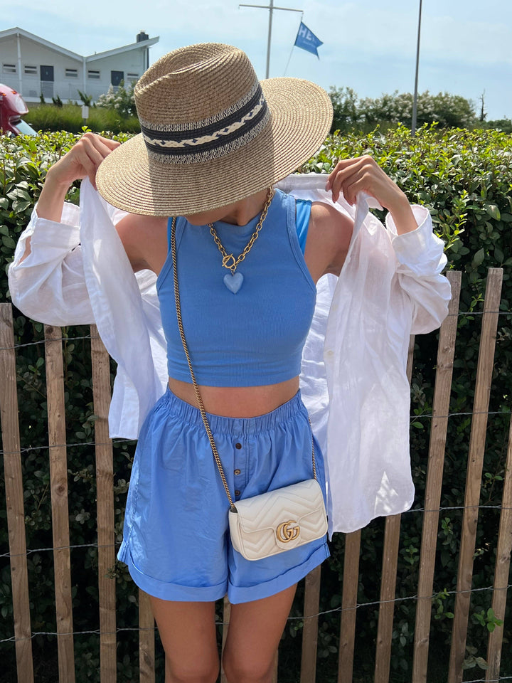 Amore Murano Glass Heart Necklace: Periwinkle Blue