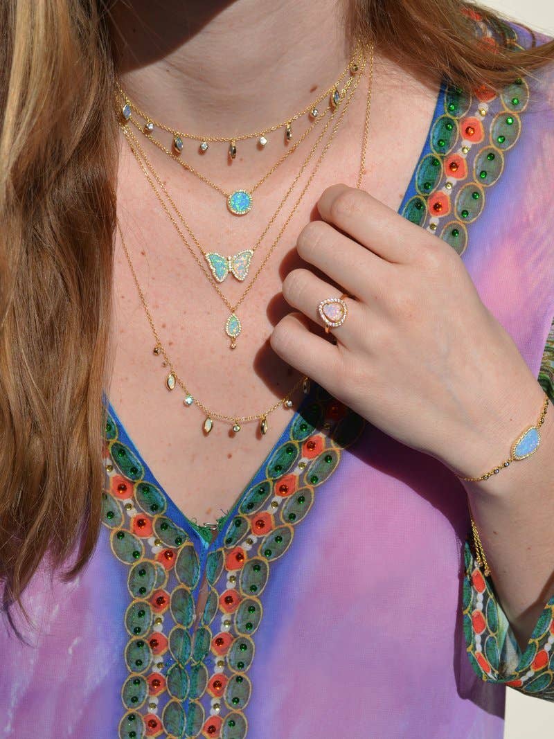 Drops of Spring Opal Choker Necklace: Orange Opal