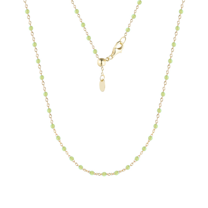 Enamel Beaded Chain Necklace: Tangerine / Gold