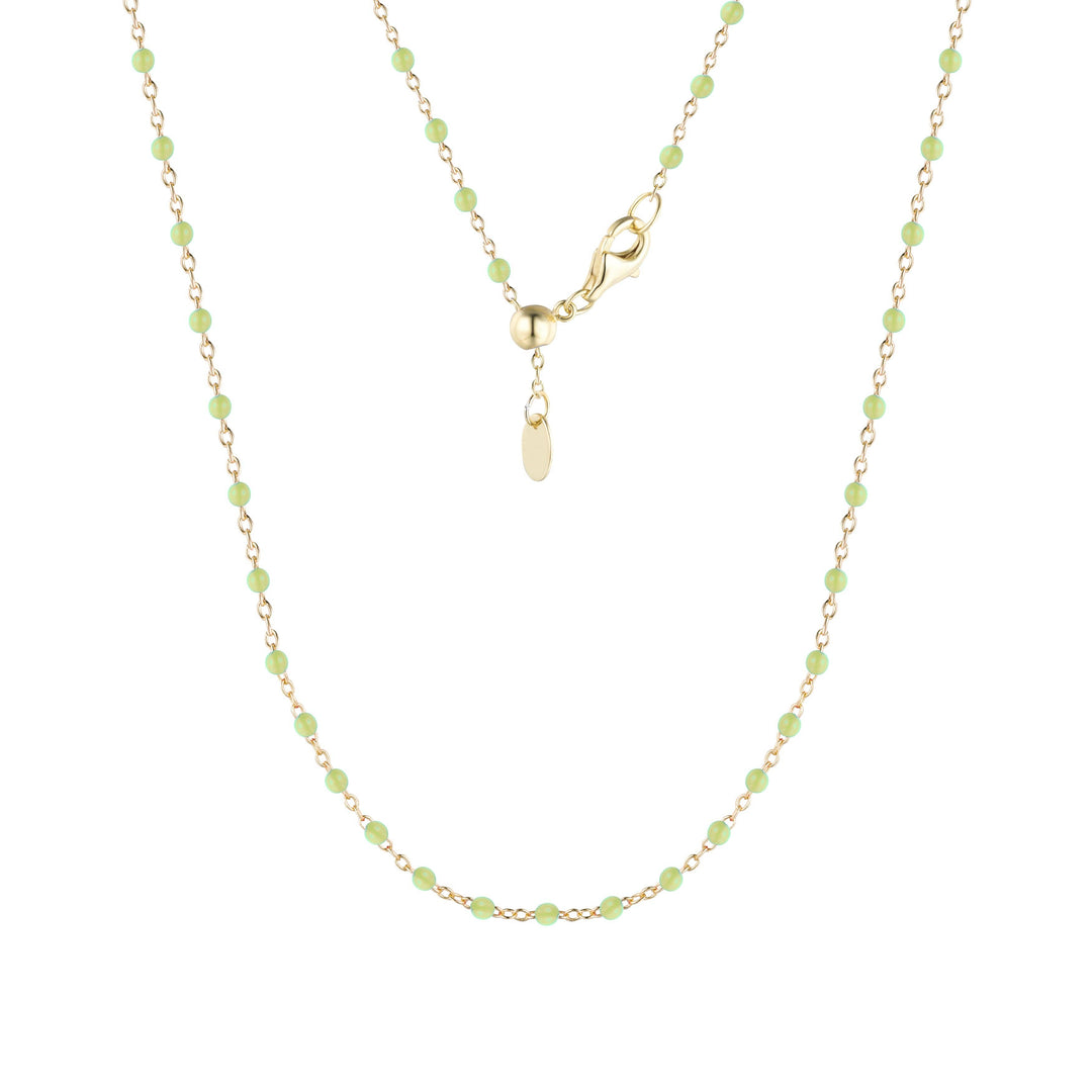 Enamel Beaded Chain Necklace: Dark Green / Gold