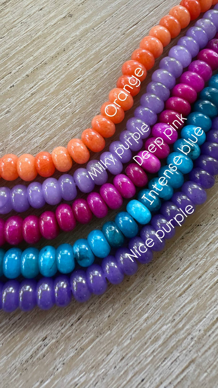 Lilly Gemstone Bead Necklace multi-color 8mm opals jade : Soft orange