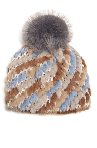 Faux Fur Hat in Brown Multi - obligato