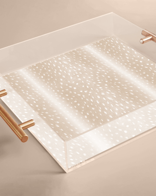 Fawn Print Acrylic Tray With Gold Handles - obligato