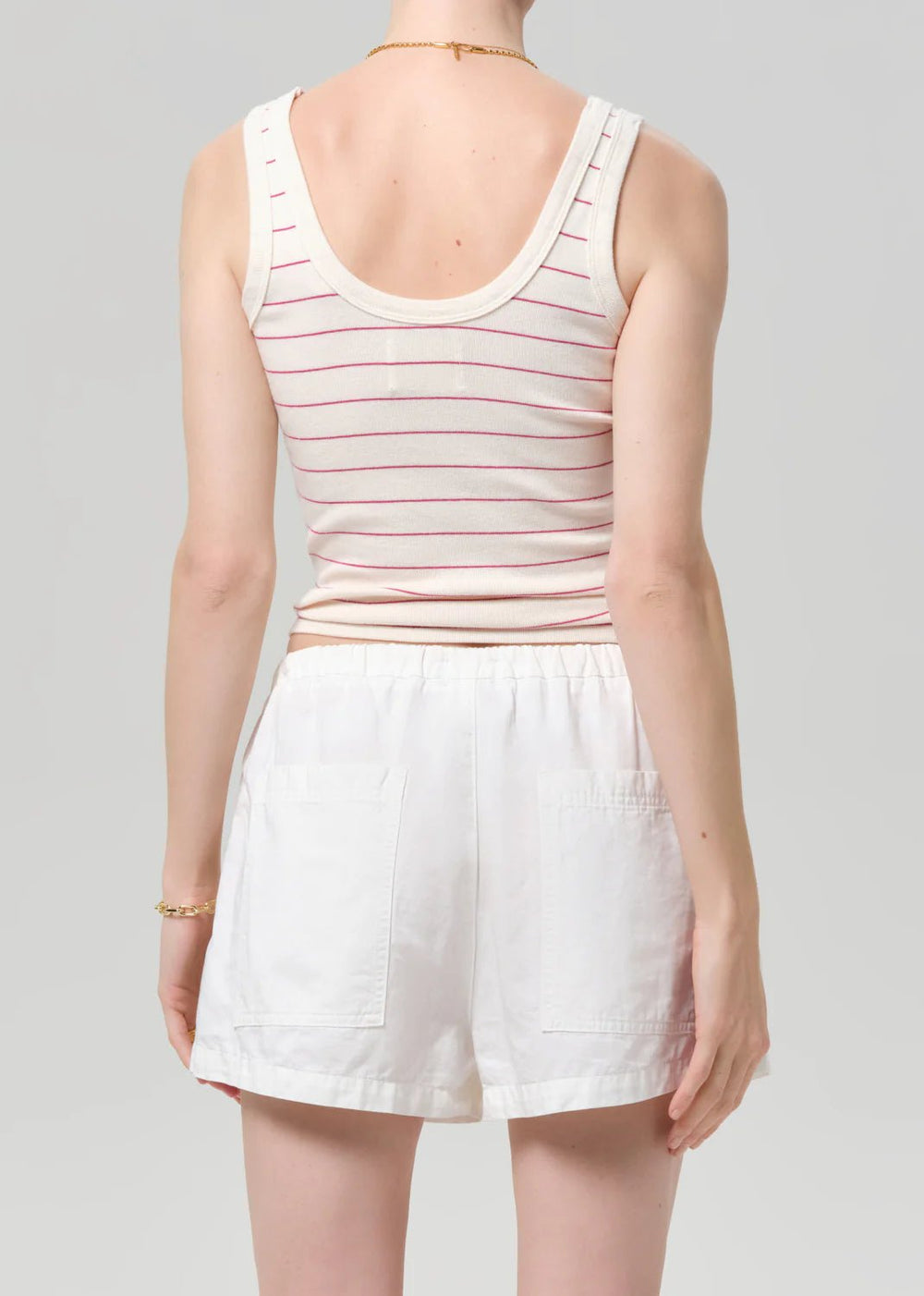 Faye Tank in Rasberry Pinstripe - obligato