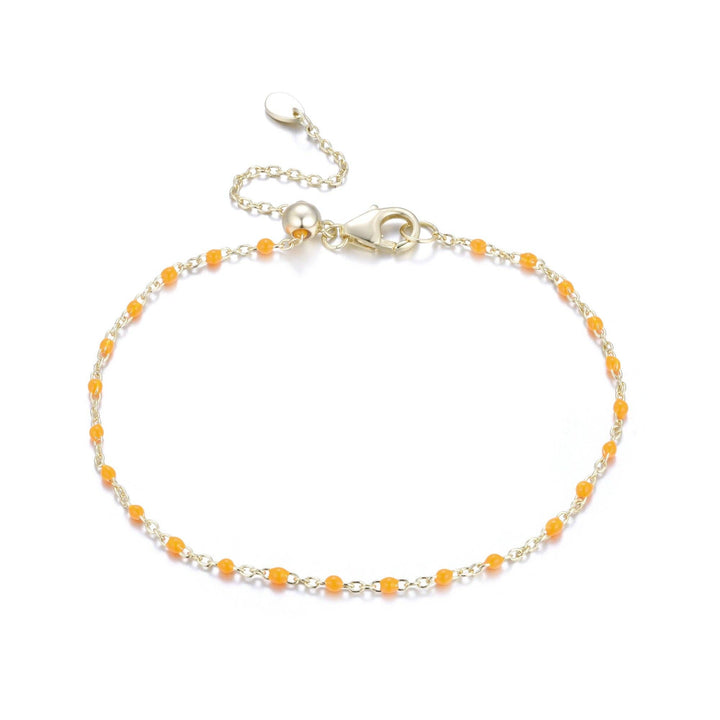 Enamel Beaded Chain Bracelet: Turquoise / Gold
