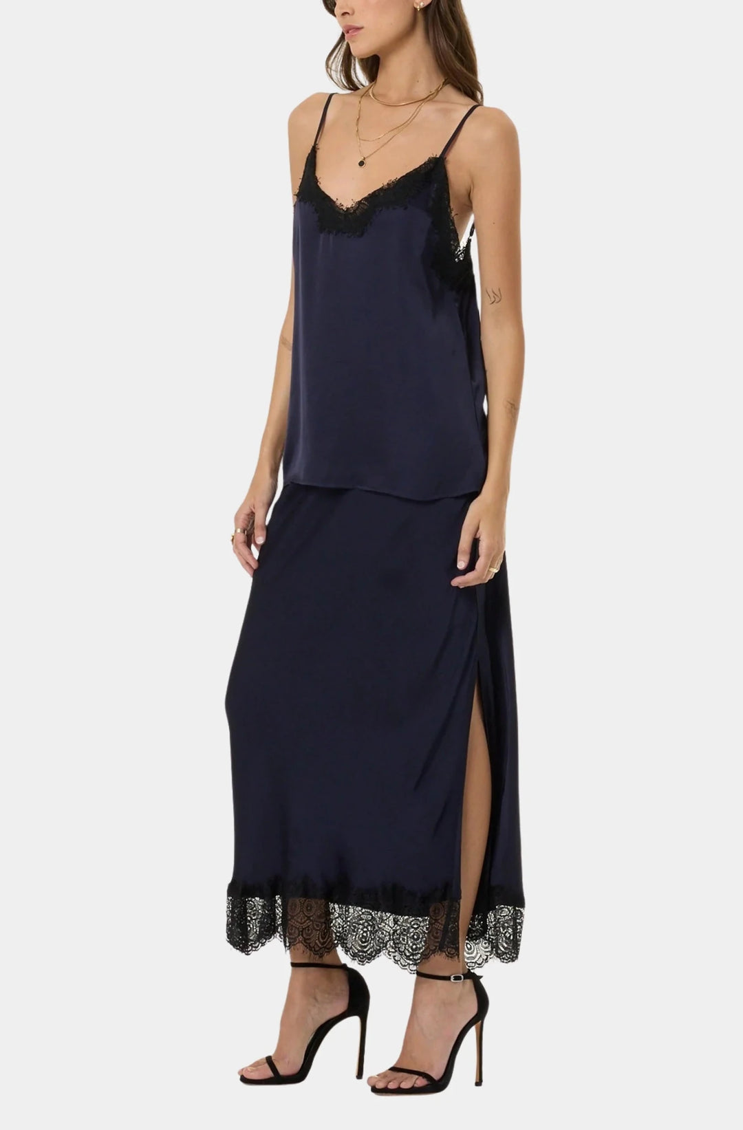 Felicia Midi Skirt in Midnight - obligato