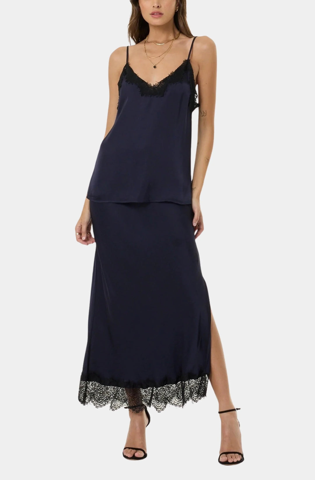 Felicia Midi Skirt in Midnight - obligato