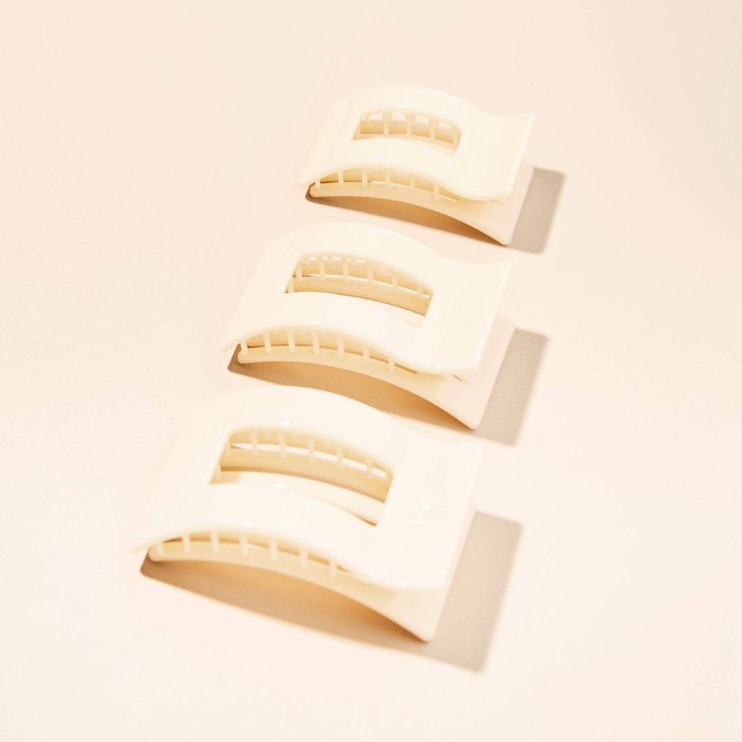 Flat Rectangle Hair Clip | Medium | Almond Beige - obligato