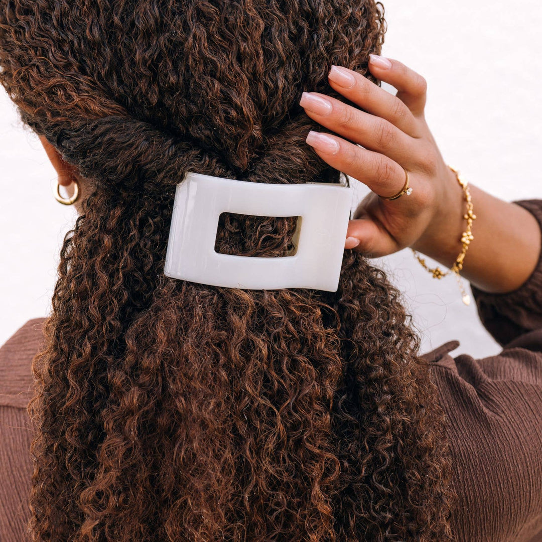 Flat Rectangle Hair Clip | Medium | Coconut White - obligato