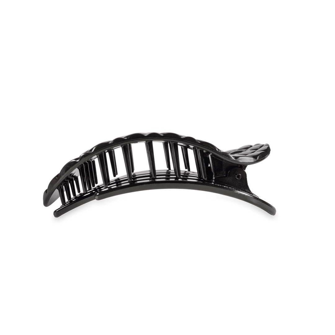 Flat Round Hair Clip | Medium | Jet Black Quilted - obligato