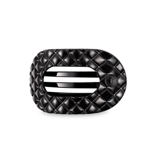 Flat Round Hair Clip | Medium | Jet Black Quilted - obligato