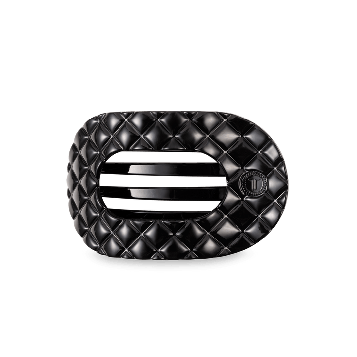 Flat Round Hair Clip | Medium | Jet Black Quilted - obligato