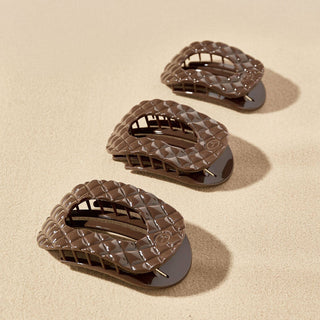Flat Round Hair Clip | Medium | Truly Taupe Quilted - obligato