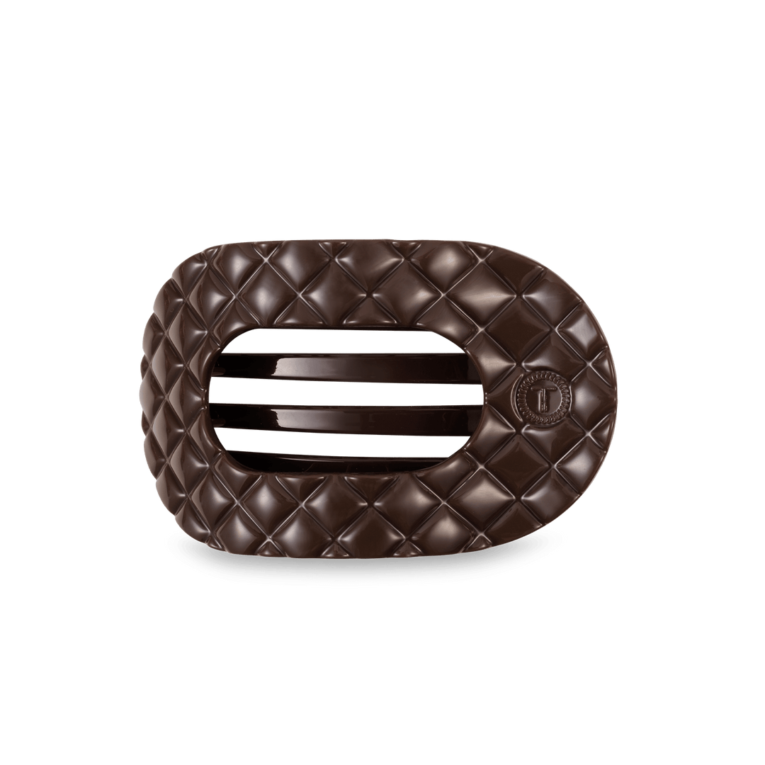 Flat Round Hair Clip | Medium | Truly Taupe Quilted - obligato