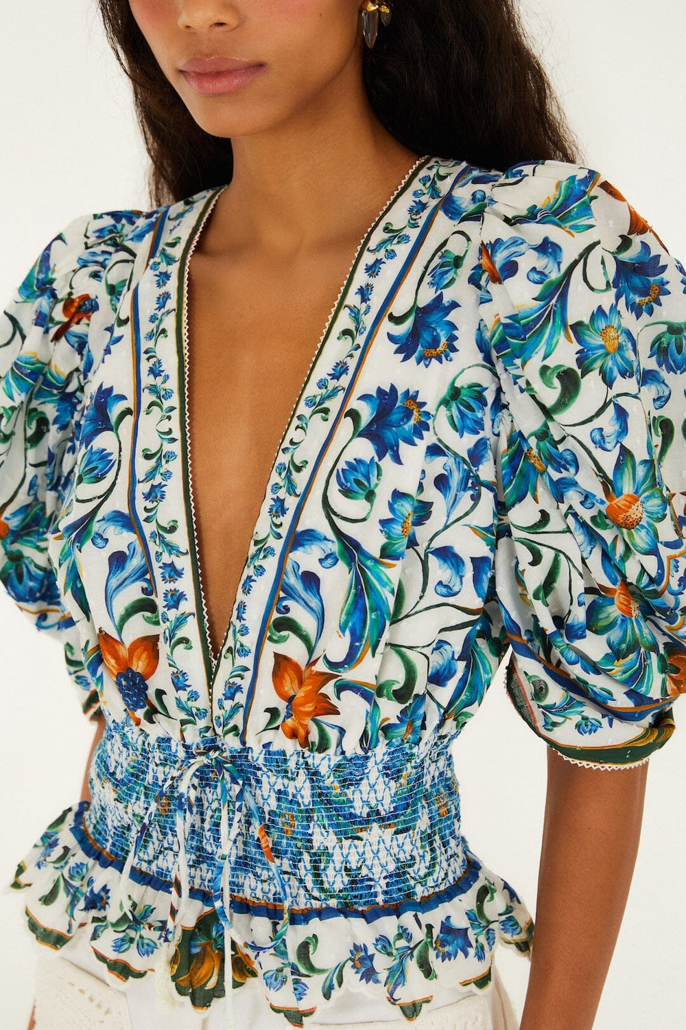 Flora Tile Off White Blouse - obligato