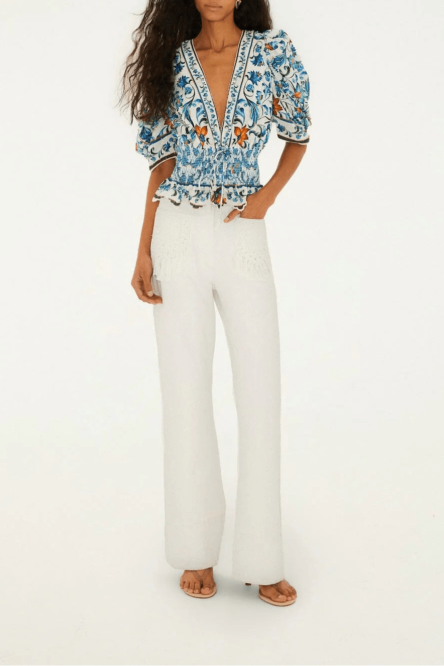 Flora Tile Off White Blouse - obligato