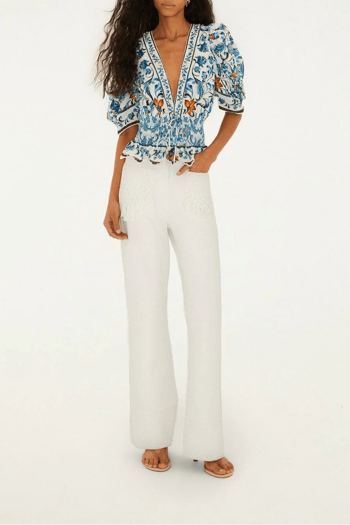 Flora Tile Off White Blouse - obligato