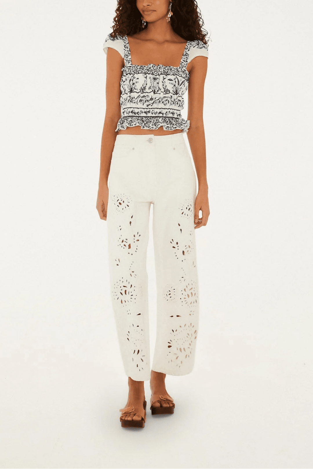 FLOWERS ARCH OFF - WHITE GATHEREND BLOUSE - obligato