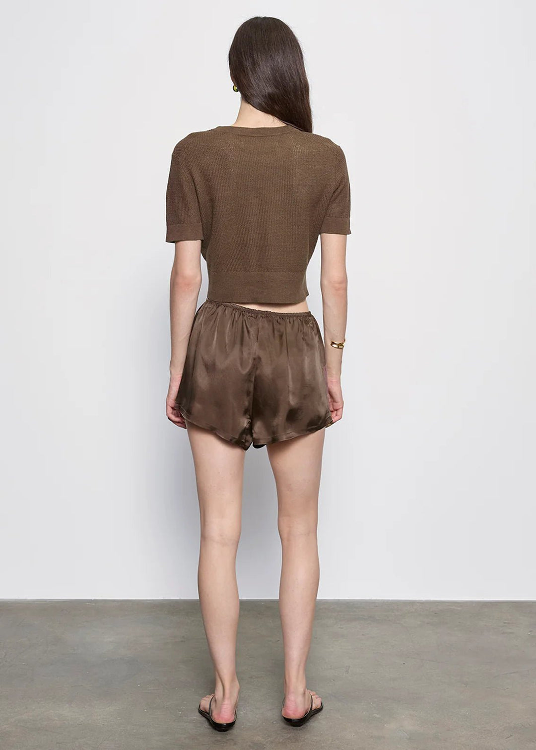 Fluid Twill Slip Short in Chocolate - obligato