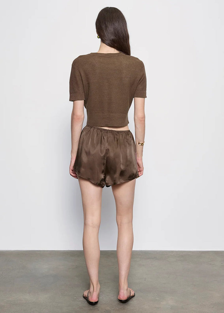 Fluid Twill Slip Short in Chocolate - obligato