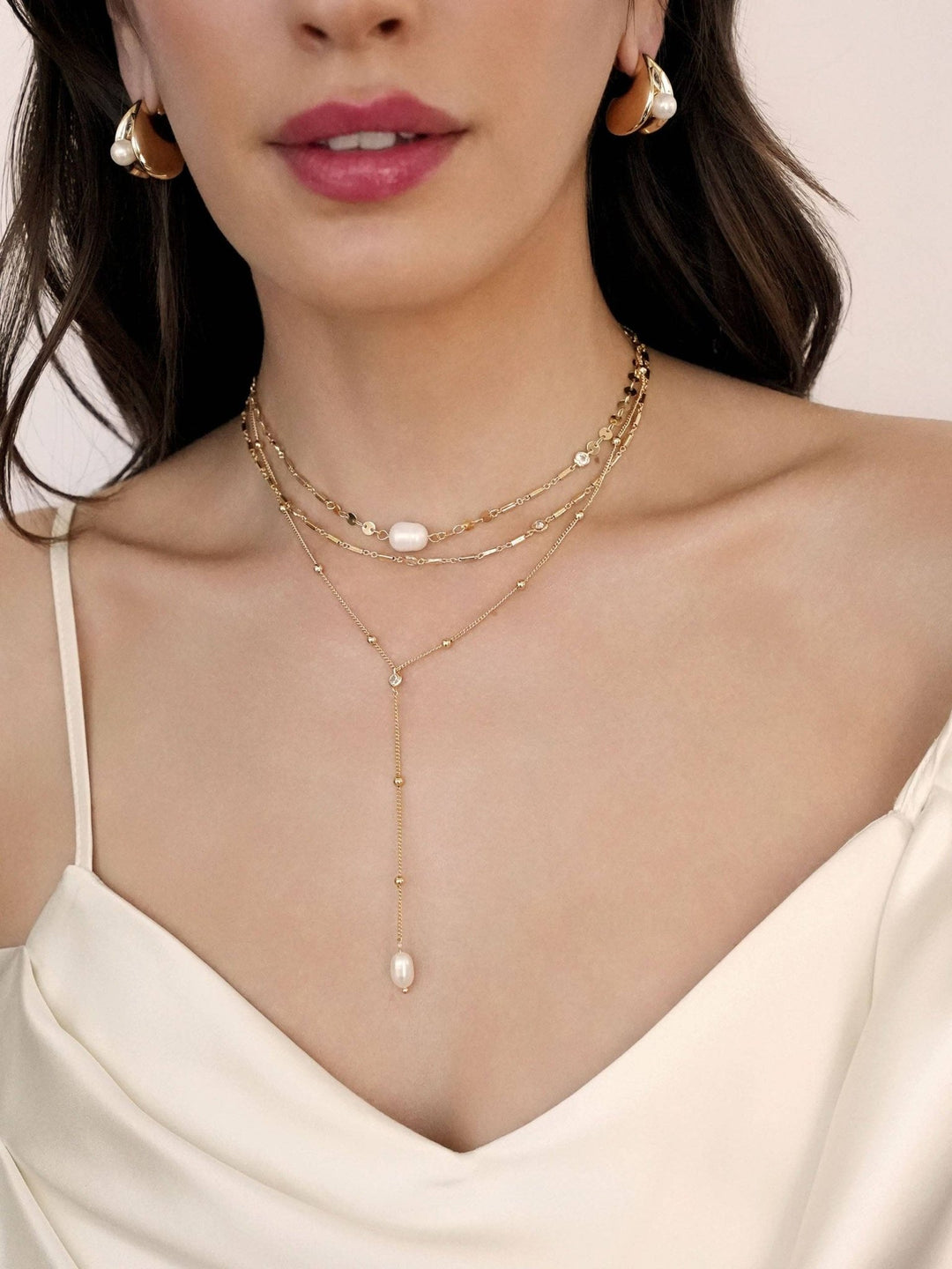 Forever Falling Pearl Lariat: Pearl with 18k Gold Plating / One Size - obligato