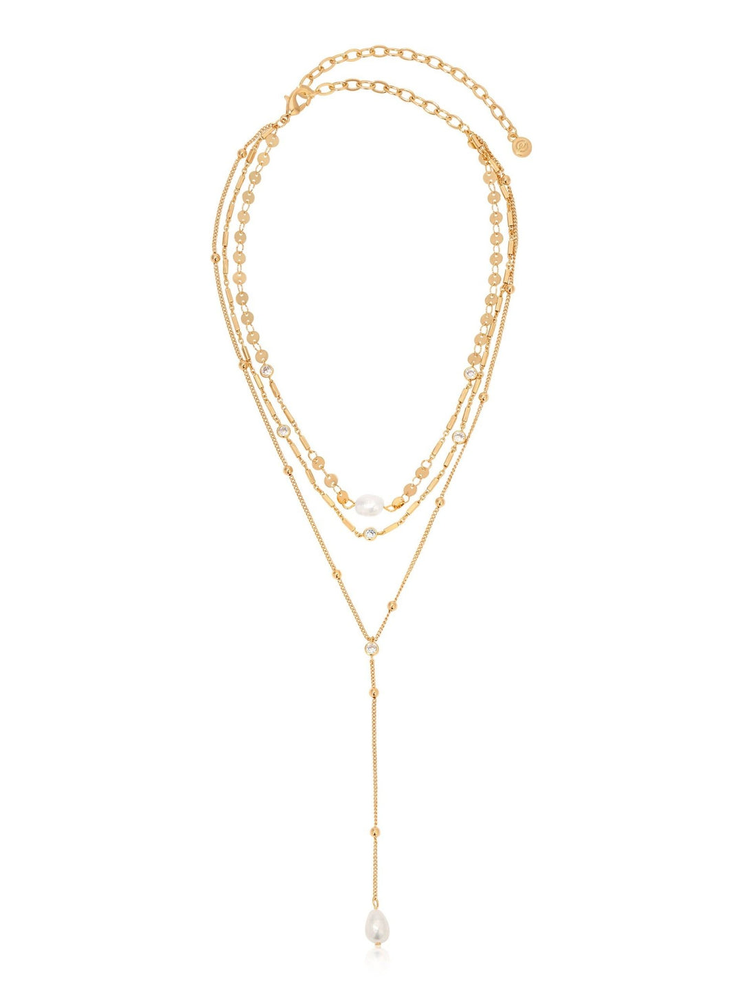 Forever Falling Pearl Lariat: Pearl with 18k Gold Plating / One Size - obligato