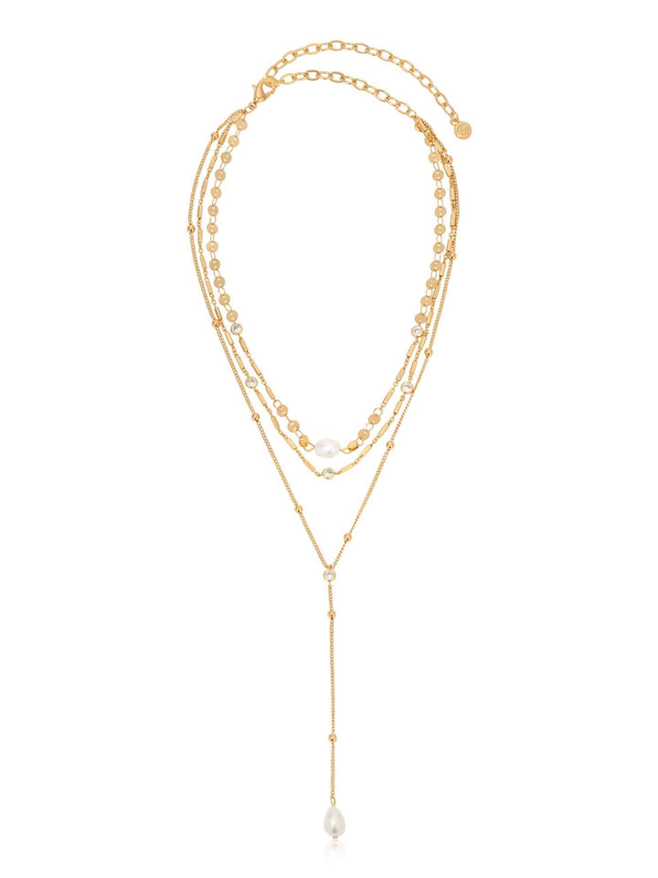 Forever Falling Pearl Lariat: Pearl with 18k Gold Plating / One Size - obligato