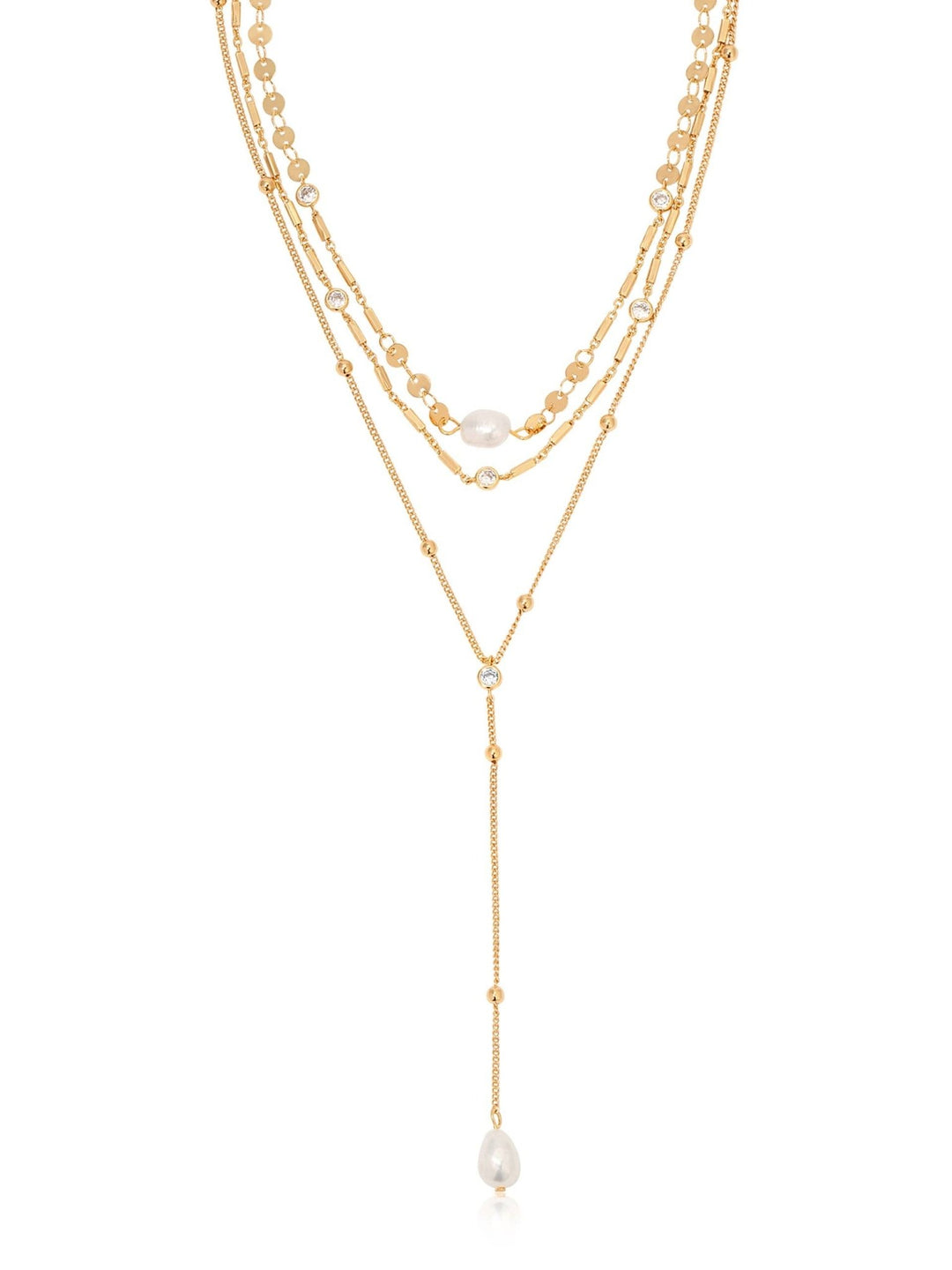 Forever Falling Pearl Lariat: Pearl with 18k Gold Plating / One Size - obligato