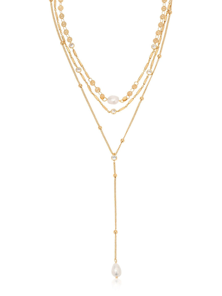 Forever Falling Pearl Lariat: Pearl with 18k Gold Plating / One Size - obligato