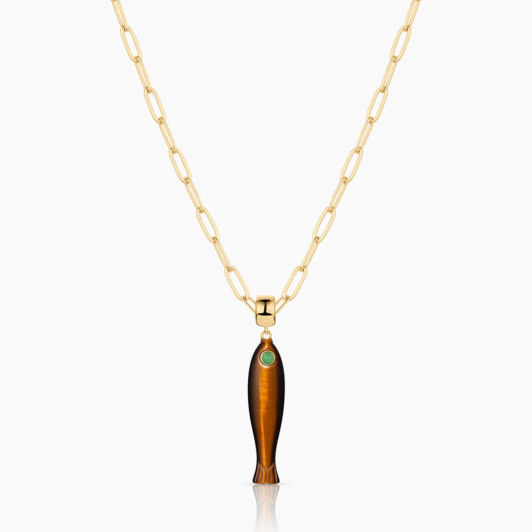 Fortuna Tiger’s Eye Fish Bail Charm - obligato
