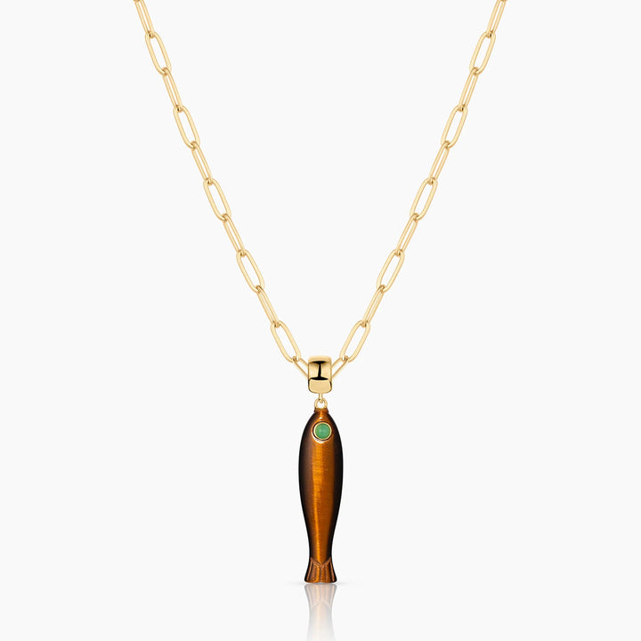 Fortuna Tiger’s Eye Fish Bail Charm - obligato