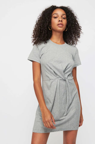 Fortuna Twisted T Shirt Dress in Heather Gray - obligato