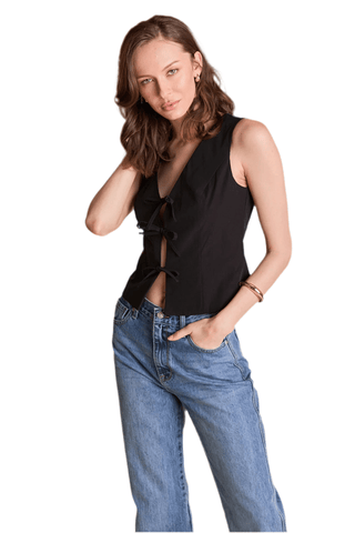 Front Bows Top in Black - obligato