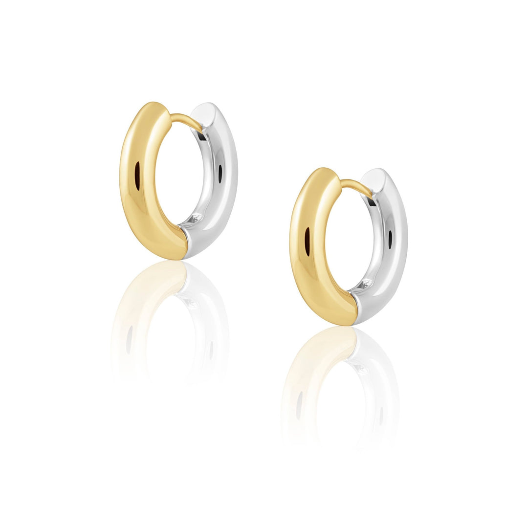 Gala Two - Tone 18k Gold Plated Hoop Earrings - obligato