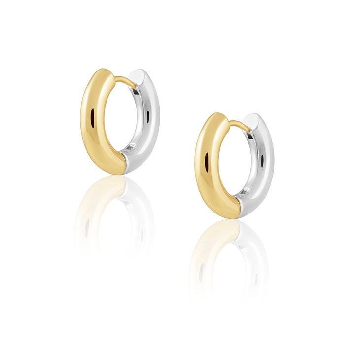 Gala Two - Tone 18k Gold Plated Hoop Earrings - obligato