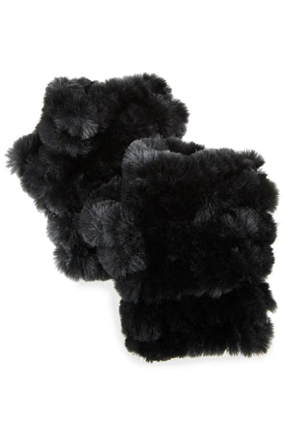 Genuine Rex Rabbit Hand Warmers in Black - obligato