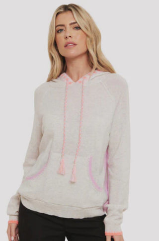 Georgie Geo Trim Hoodie in Haze - obligato