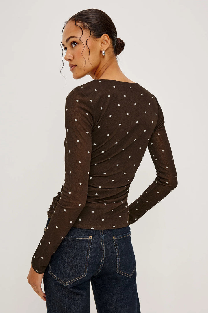 Georgina Cocoa Polka Dots Top - obligato