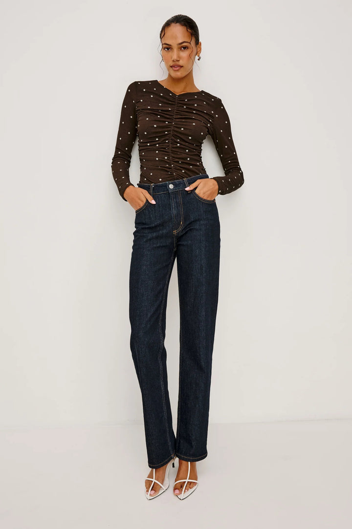 Georgina Cocoa Polka Dots Top - obligato