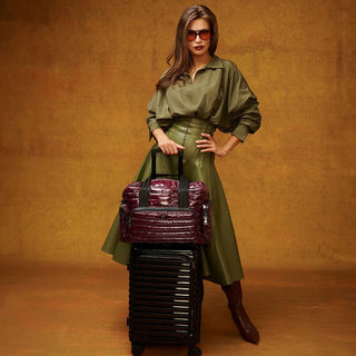 Glossy Voyager Travel Bag in Deep Burgundy - obligato